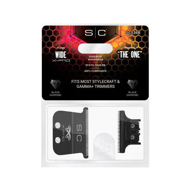StyleCraft X-Pro Wide Black Diamond Fixed Blade with “The One” Cutter Trimmer Blade Set