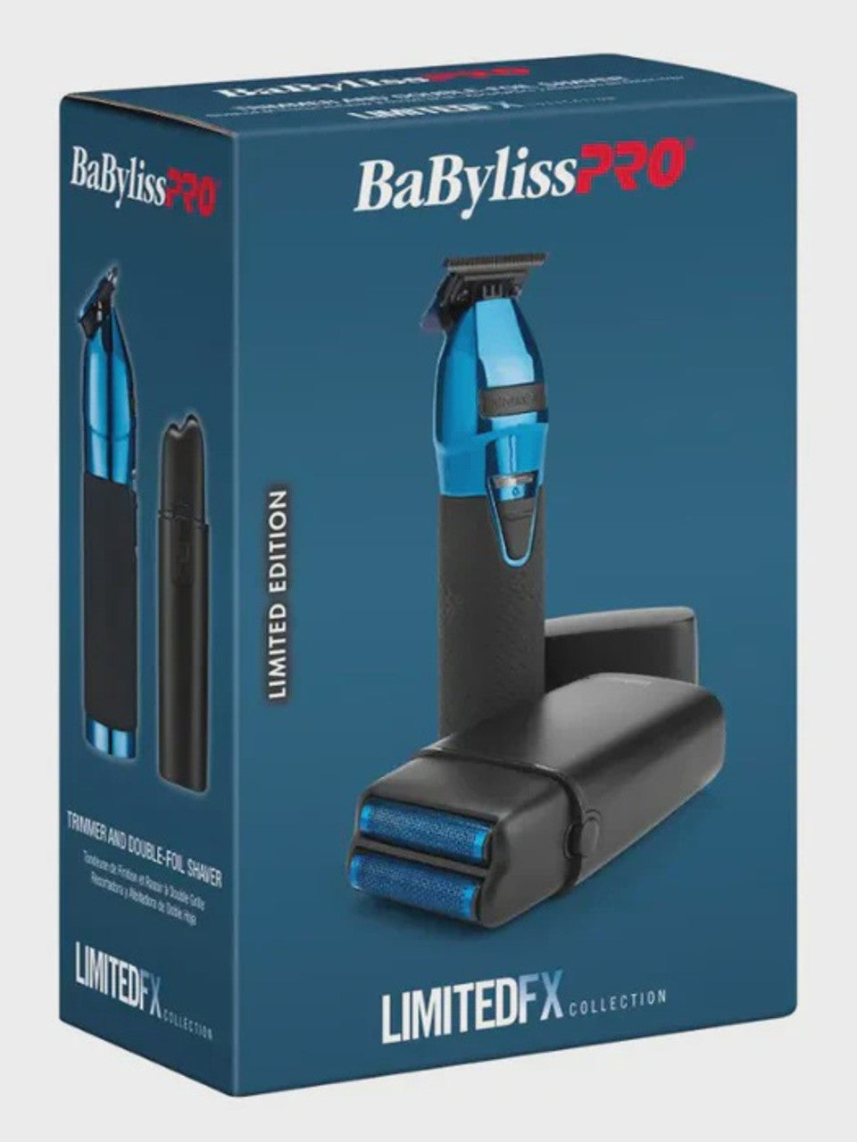 BaBylissPRO LimitedFX Black & Blue Trimmer and Double Foil Shaver Set