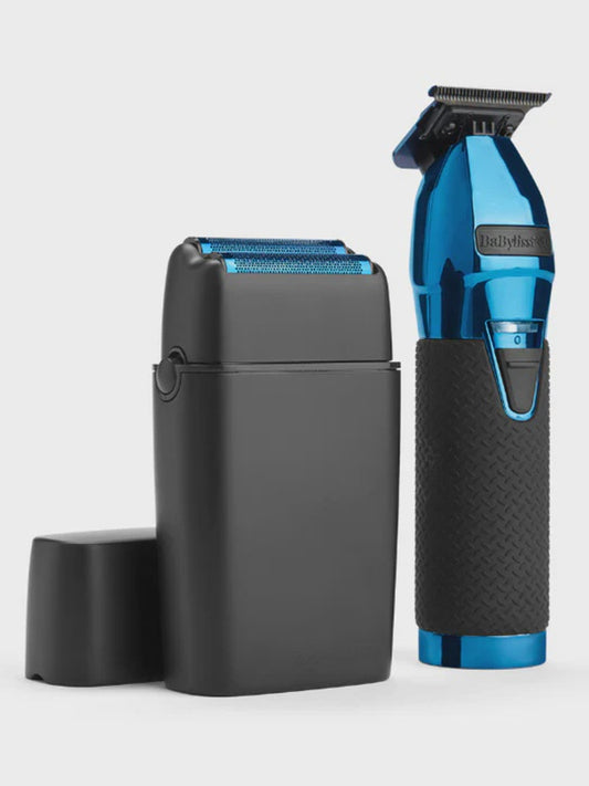 BaBylissPRO LimitedFX Black & Blue Trimmer and Double Foil Shaver Set
